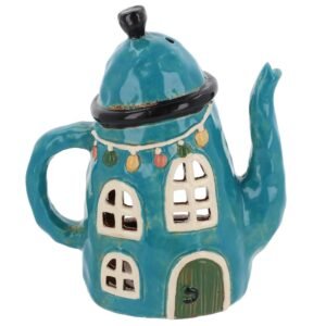Village Pottery Blue Teapot House (340340)